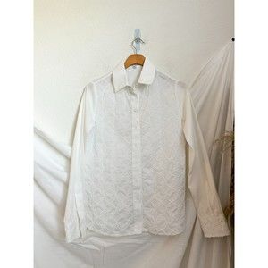 valerie khalfon‎ embroidered white button up shirt size 36
